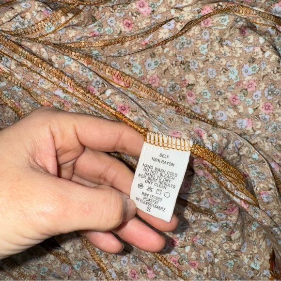 Aura Ella Mini Print Braided Brll Short Dress In Brown /Multi Floral Print - Picture 12 of 16